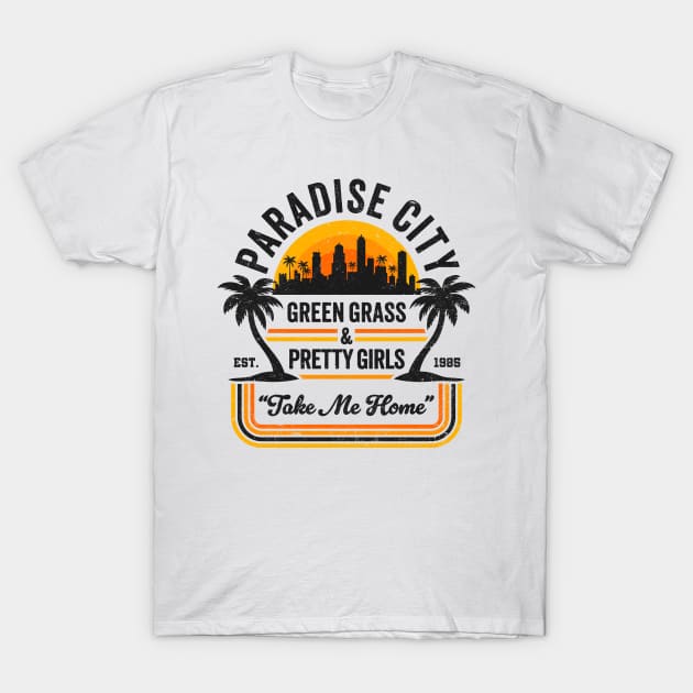 Paradise City: Green Grass & Pretty Girls - 80's Rock Nostalgia T-Shirt by TwistedCharm